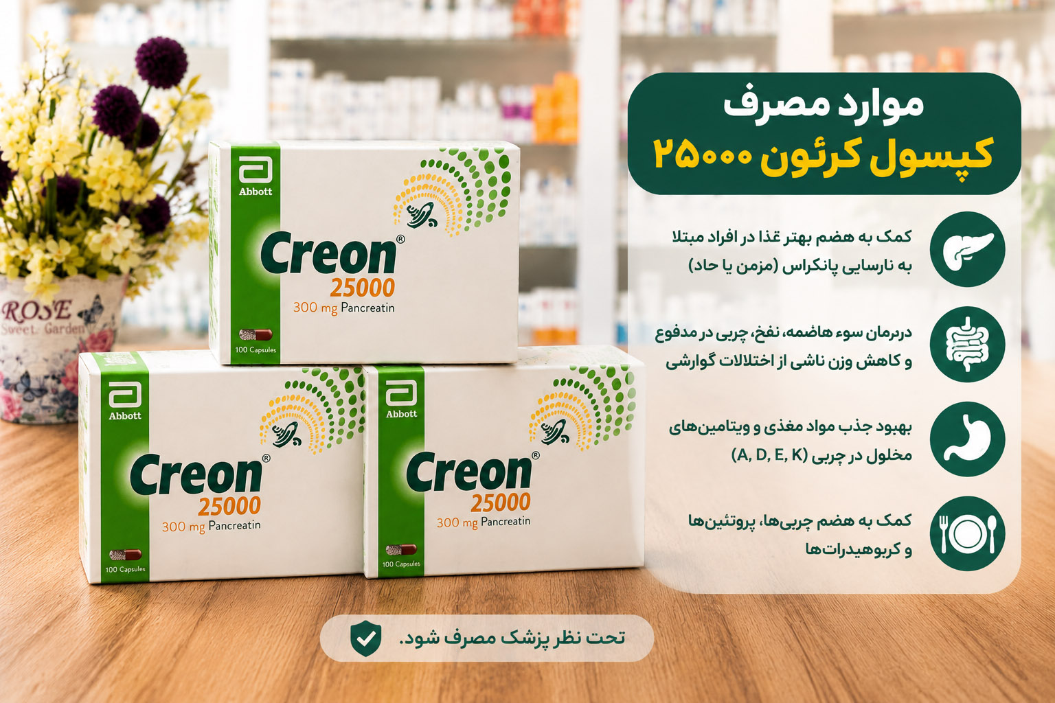 کپسول کرئون 25000 3 موارد مصرف کپسول کرئون ۲۵۰۰۰