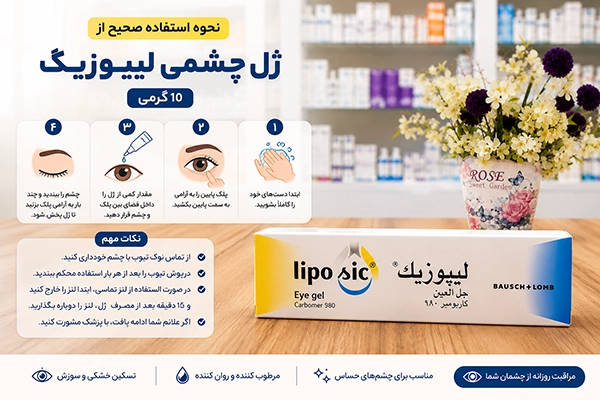 ژل چشمی لیپوزیک 10 گرمی 3 نحوه استفاده صحیح از ژل چشمی لیپوزیک 10 گرمی